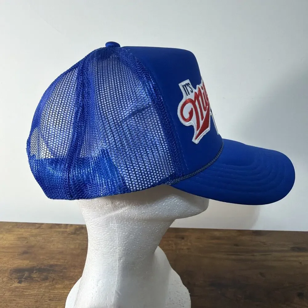 It's Miller Time Patch Bling Heart Blue Trucker SnapBack Rope Hat Cap Sweatband